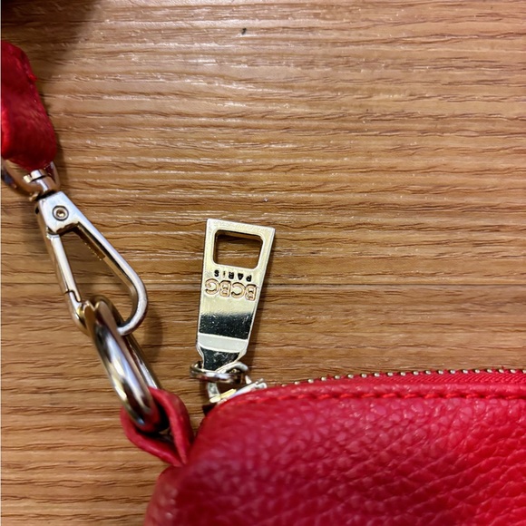 bcbg paris red faux vegan leather red tote bag crossbody purse Sm stain inside - Picture 6 of 16